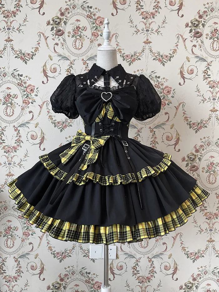 (Buyforme)Alice Girl~Gothic Lolita Blouse Short Sleeve Black Shirt