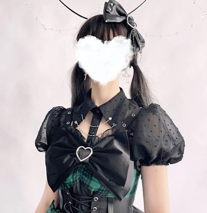 (Buyforme)Alice Girl~Gothic Lolita Blouse Short Sleeve Black Shirt
