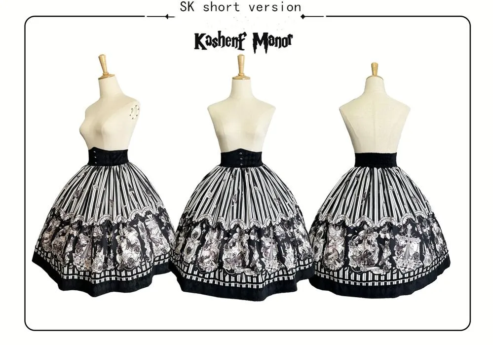 (Buyforme)Little Bear~Gothic Lolita Black and White Striped JSK Set