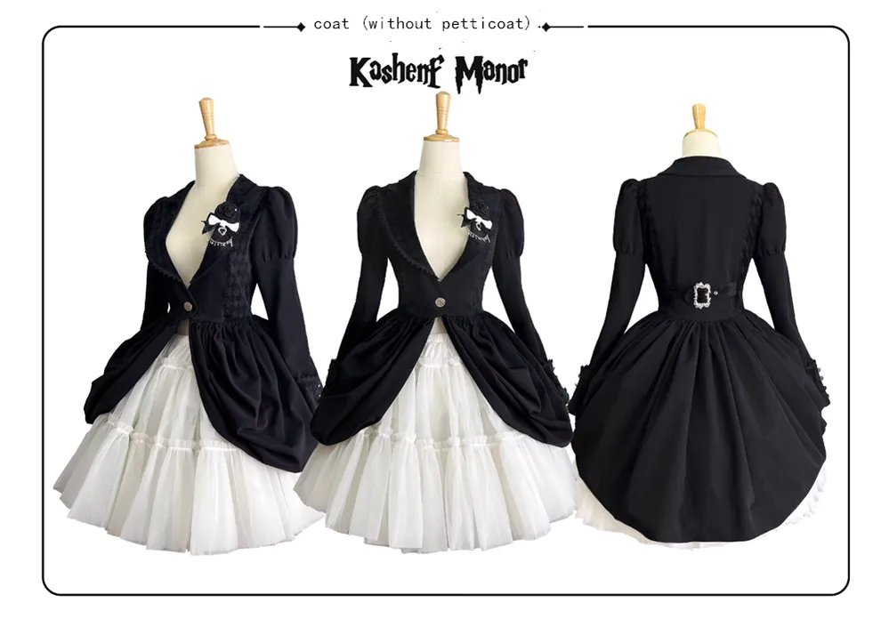 (Buyforme)Little Bear~Gothic Lolita Black and White Striped JSK Set