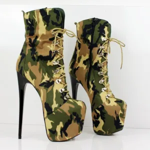 Camouflage Lace Up Platform Boots