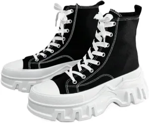 Canvas Unisex Casual High Top Sneakers Comfortable Lace Up Streetwear Shoes for Men Large Size Couple Shoes for Daily Wear and Urban Outfits