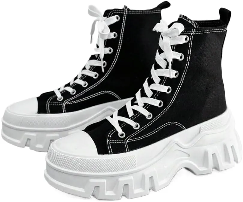 Canvas Unisex Casual High Top Sneakers Comfortable Lace Up Streetwear Shoes for Men Large Size Couple Shoes for Daily Wear and Urban Outfits