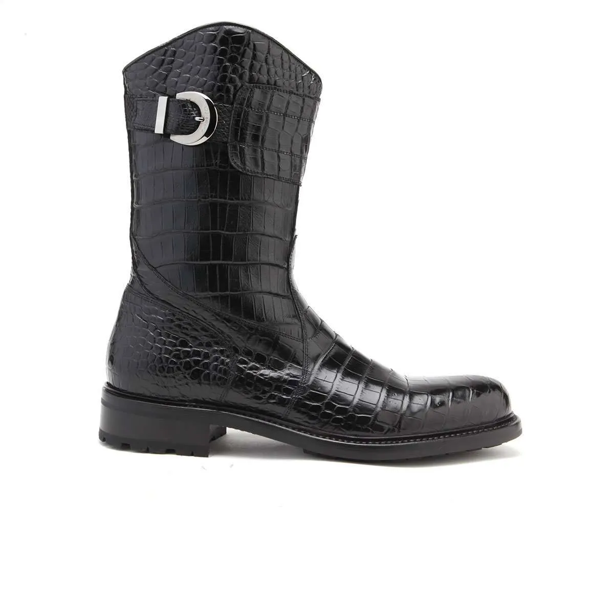 Caporicci Men's Luxury Italian Designer Shoes Black Alligator Boots 573 (CAP1024)