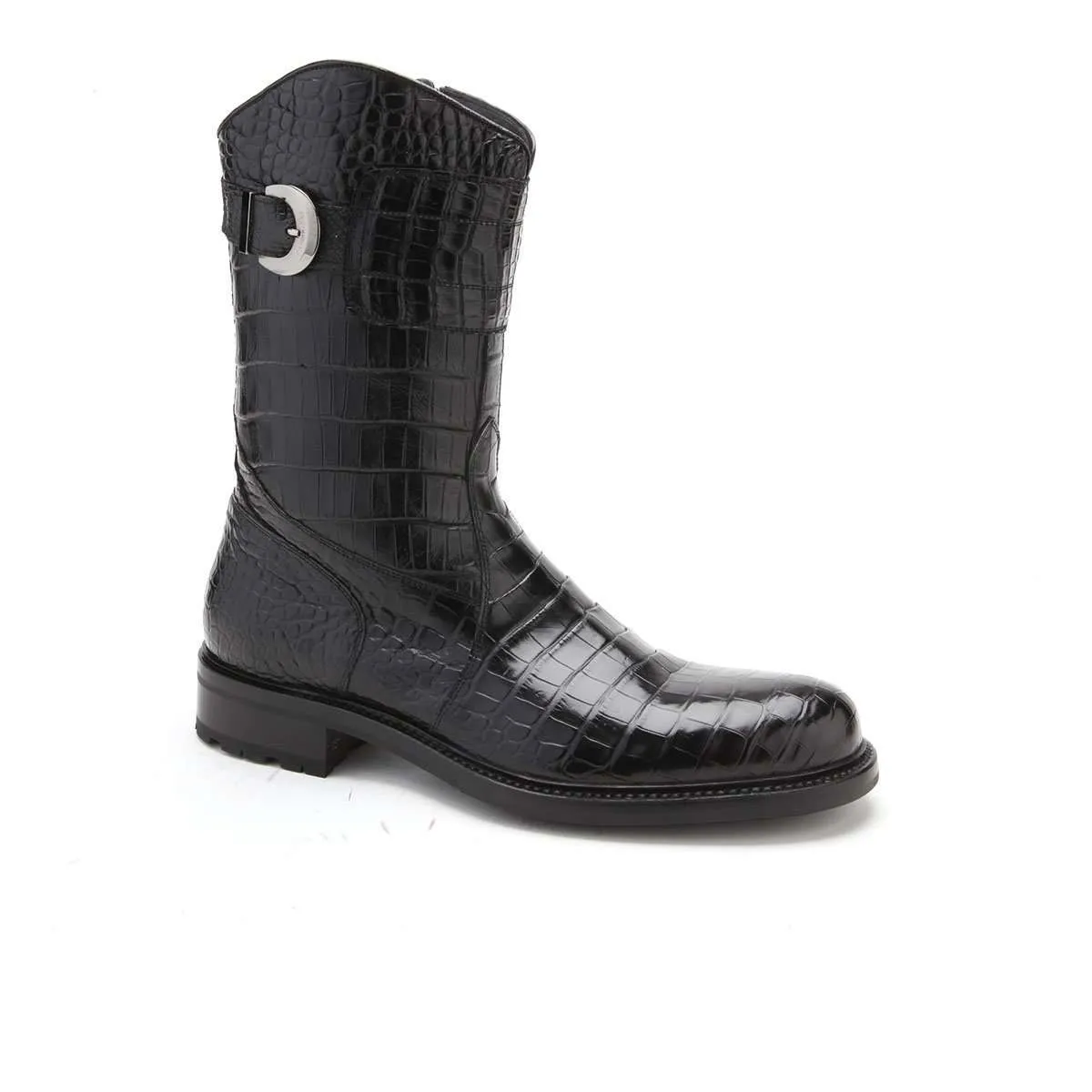 Caporicci Men's Luxury Italian Designer Shoes Black Alligator Boots 573 (CAP1024)