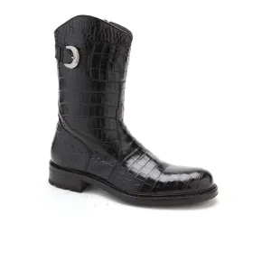 Caporicci Men's Luxury Italian Designer Shoes Black Alligator Boots 573 (CAP1024)