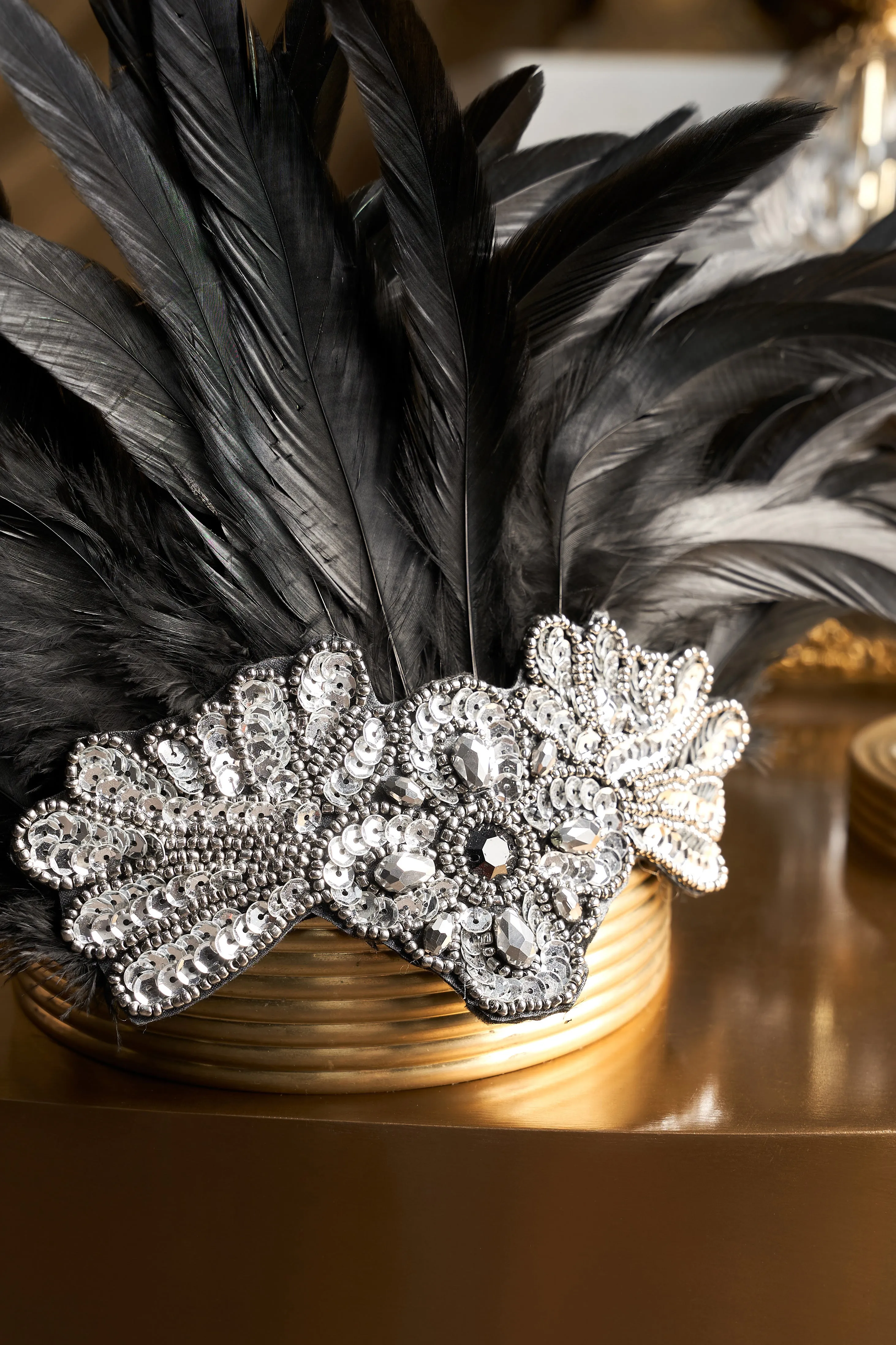 Carnival Beaded Feather Headband