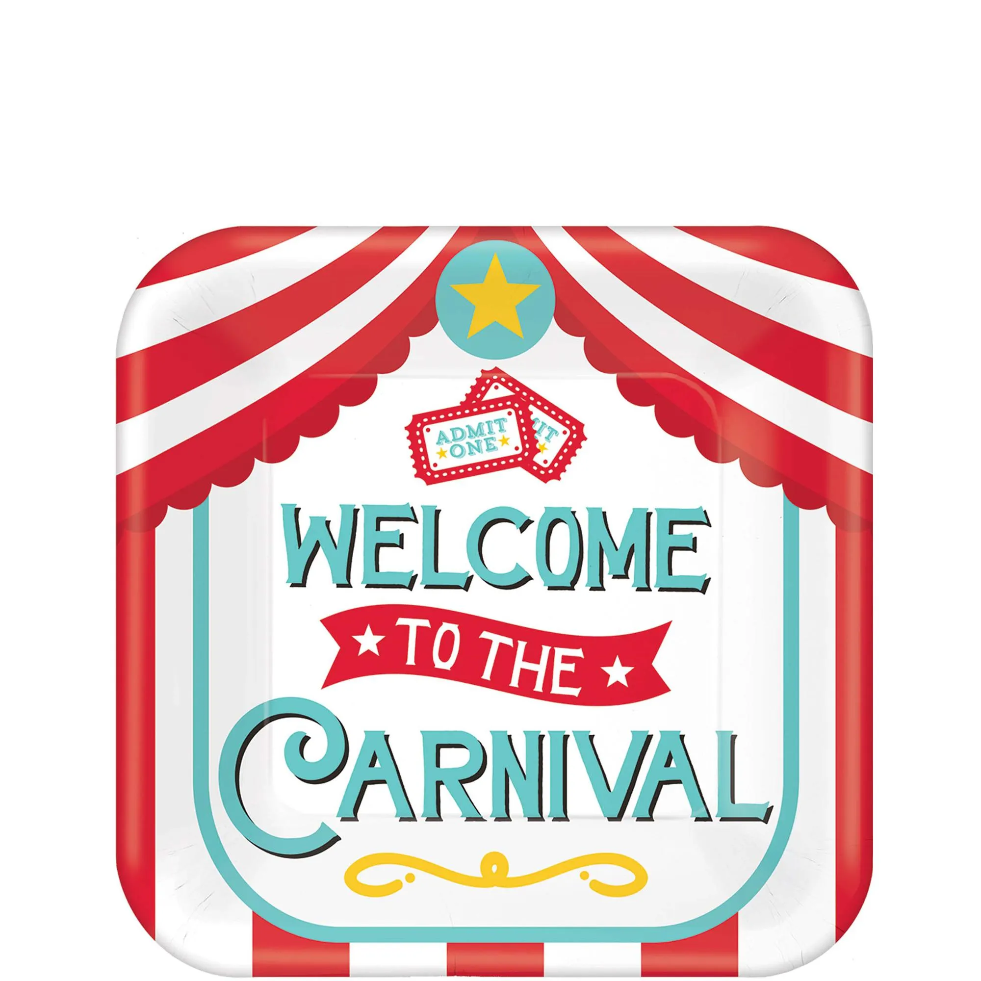 Carnival Square Paper Plates 7in, 8pcs