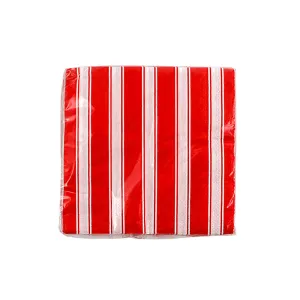 Carnival Striped Red & White Beverage Napkins  | 1ct