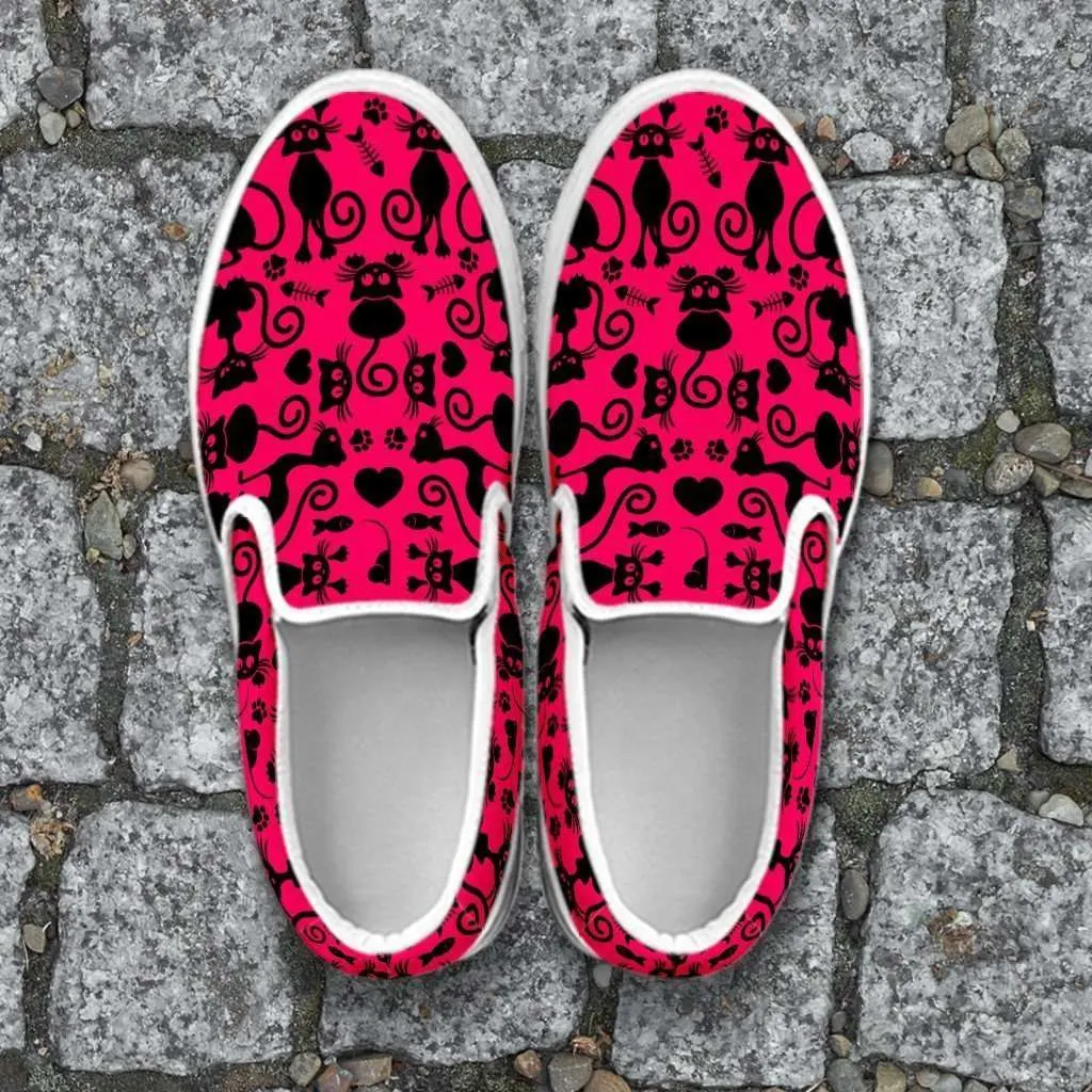 Cats Pink Slip-on Shoes