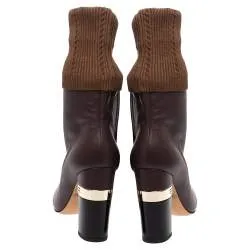 Chanel Brown Mailer 16K Chunky Heel Logo Boots