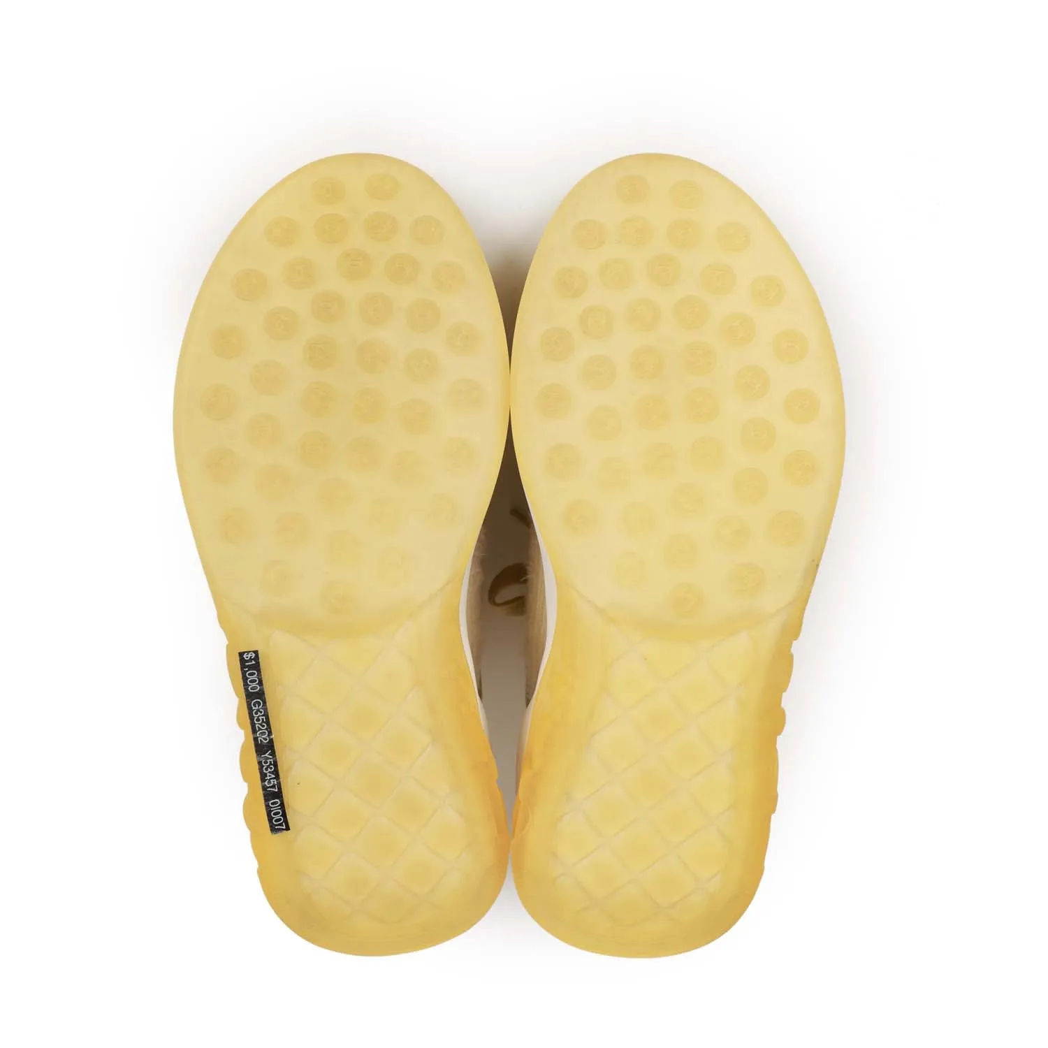 Chanel CC Lowtop Sneakers Off-White Knit and Light Green Suede 35
