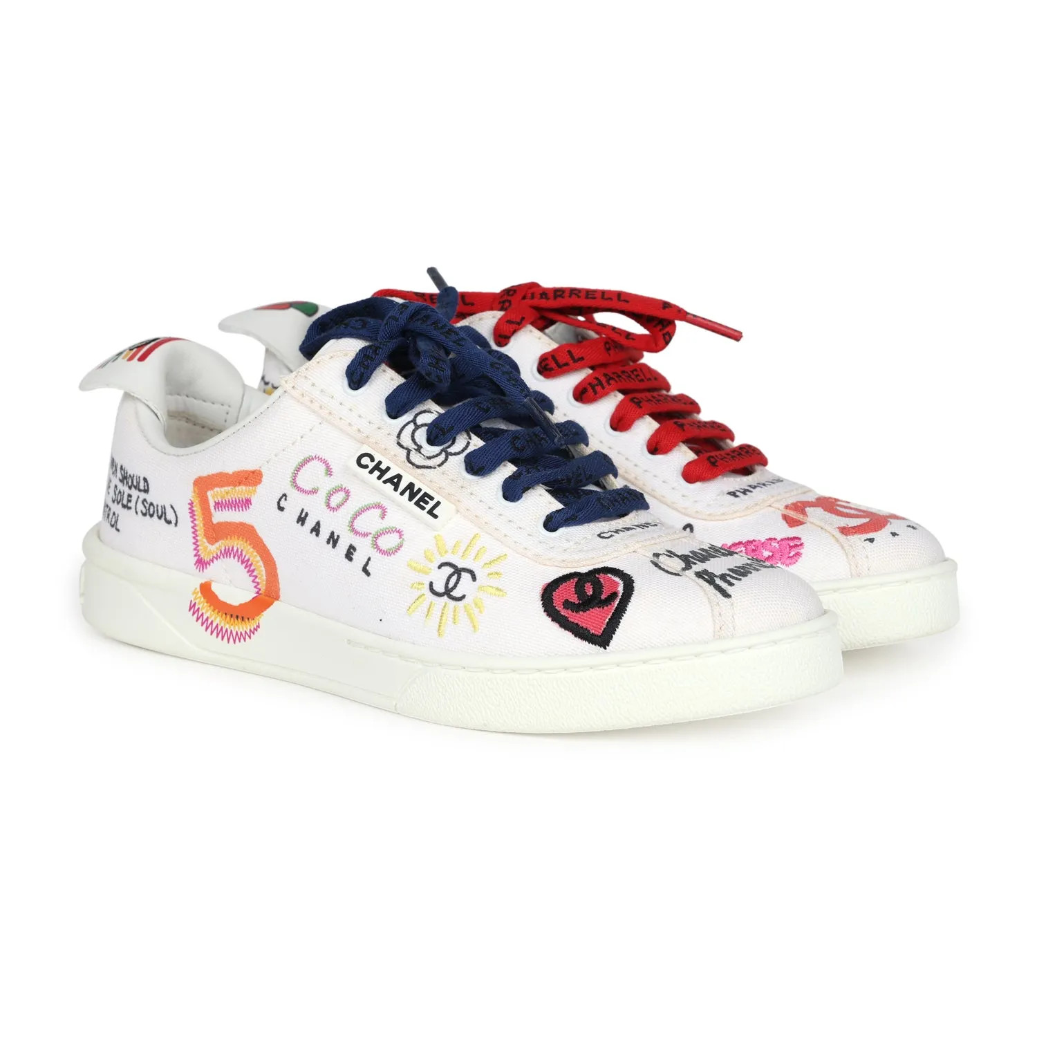 Chanel x Pharrell White Multi-Color Canvas Sneakers 35.5 EU