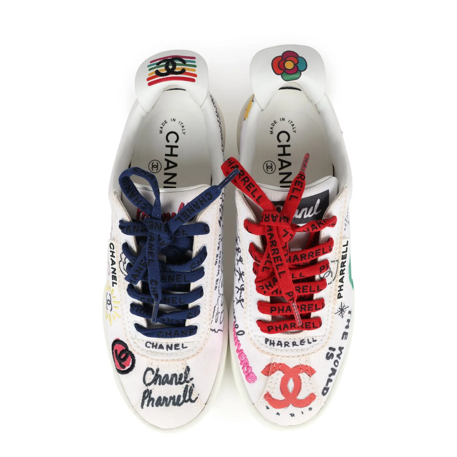 Chanel x Pharrell White Multi-Color Canvas Sneakers 35.5 EU