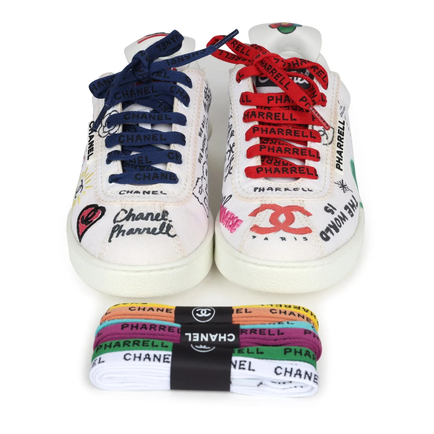 Chanel x Pharrell White Multi-Color Canvas Sneakers 35.5 EU