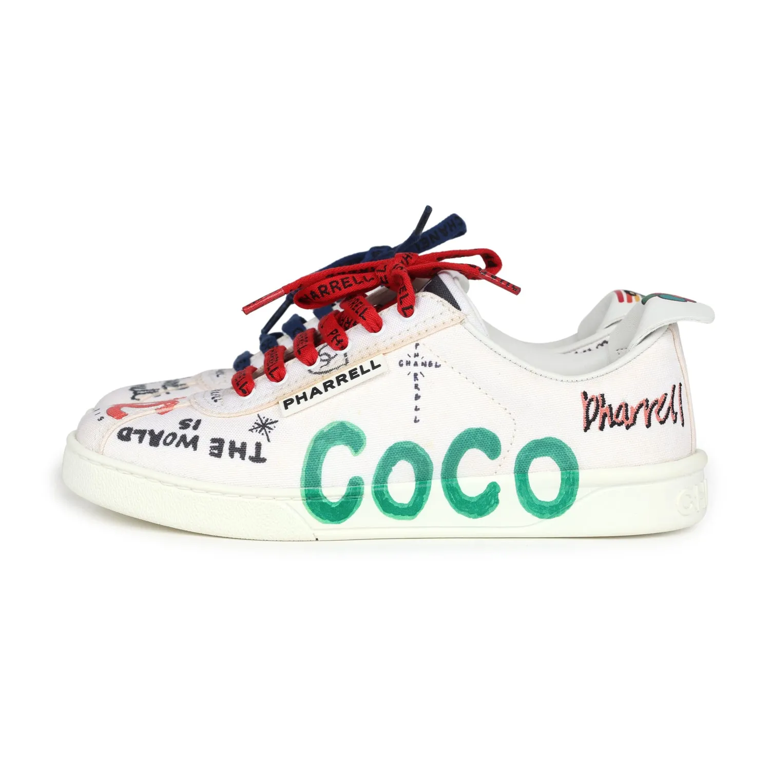 Chanel x Pharrell White Multi-Color Canvas Sneakers 35.5 EU