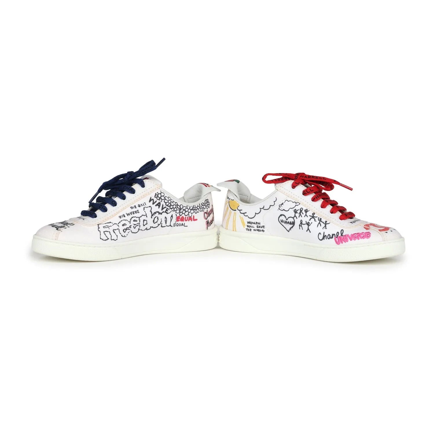 Chanel x Pharrell White Multi-Color Canvas Sneakers 35.5 EU