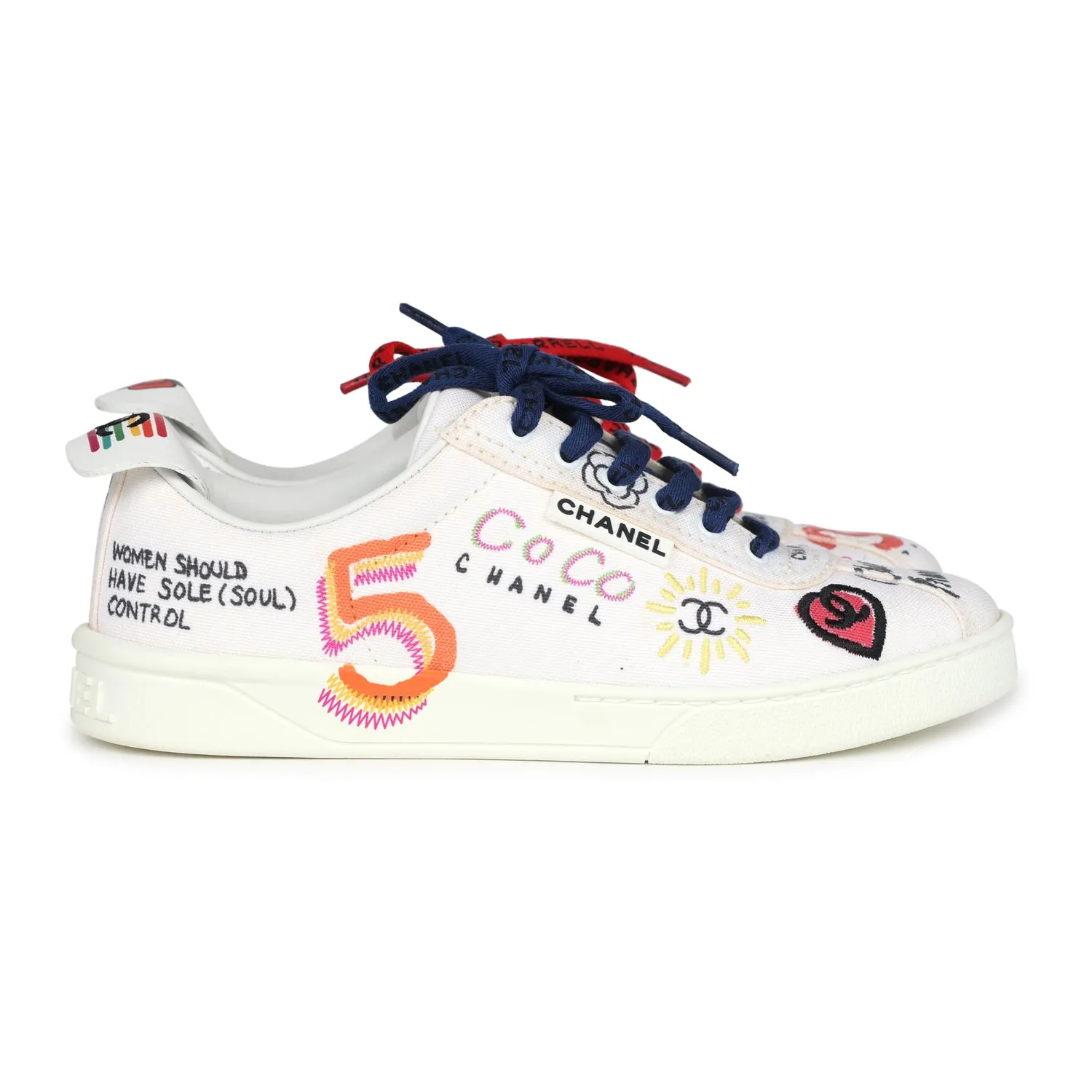Chanel x Pharrell White Multi-Color Canvas Sneakers 35.5 EU