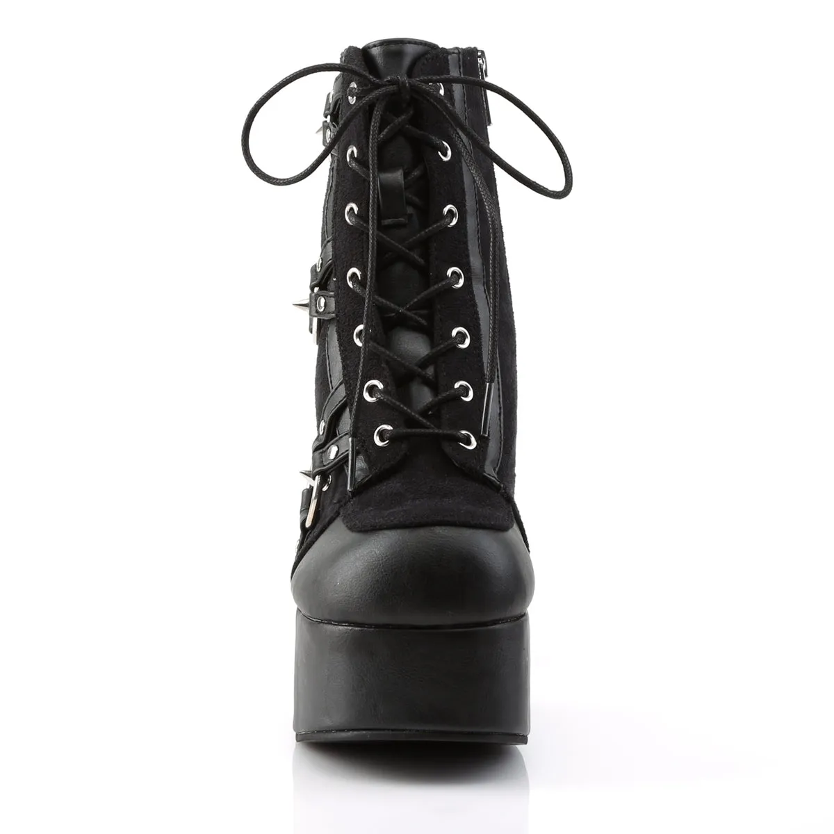 CHARADE-100 DemoniaCult Black Vegan Leather Sexy Women's Ankle Boots (Alternative Footwear)