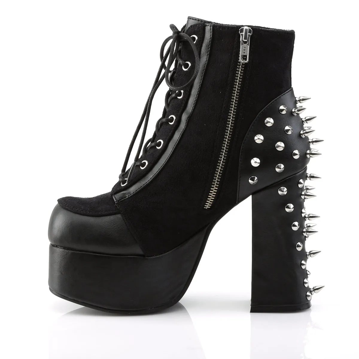CHARADE-100 DemoniaCult Black Vegan Leather Sexy Women's Ankle Boots (Alternative Footwear)