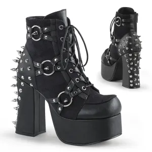CHARADE-100 DemoniaCult Black Vegan Leather Sexy Women's Ankle Boots (Alternative Footwear)