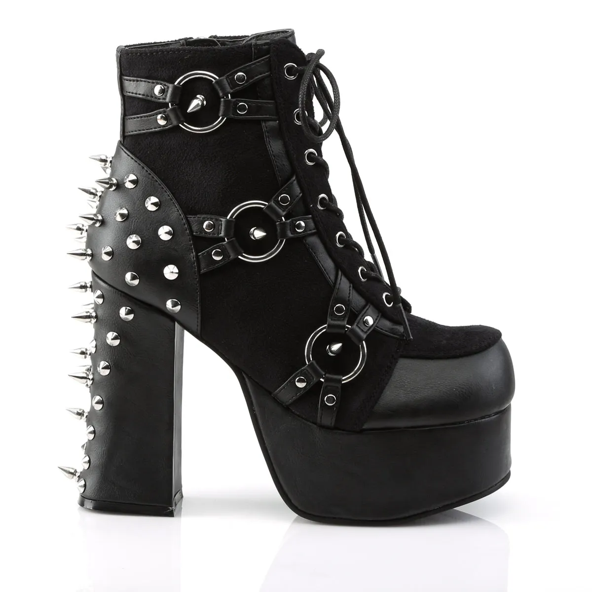 CHARADE-100 DemoniaCult Black Vegan Leather Sexy Women's Ankle Boots (Alternative Footwear)