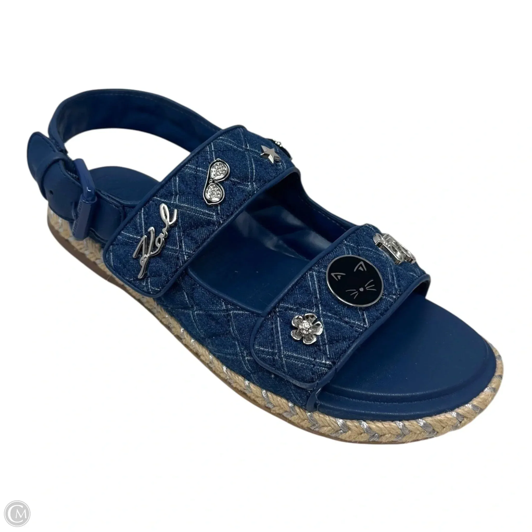 Charlay Denim Espadrille Sandals Designer By Karl Lagerfeld In Blue Denim, Size: 7 Heat Guard Comfort Shank