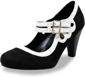 Chase & Chloe Women's Round Toe Two Tone Mary Jane Pumps
