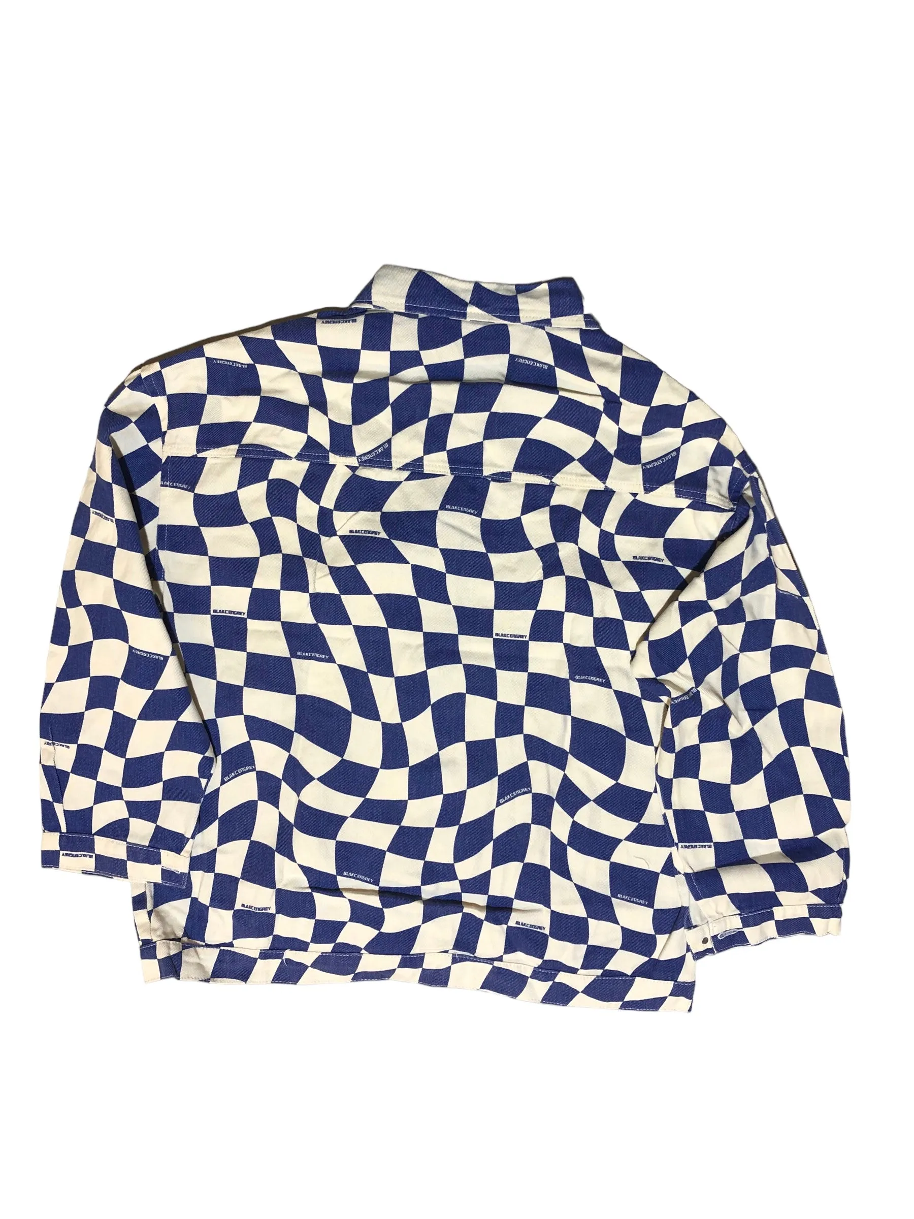 Checkered Pattern Denim Jacket