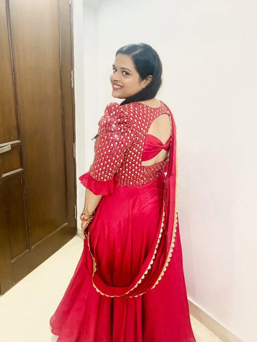 Cherry Drape with Bow Back