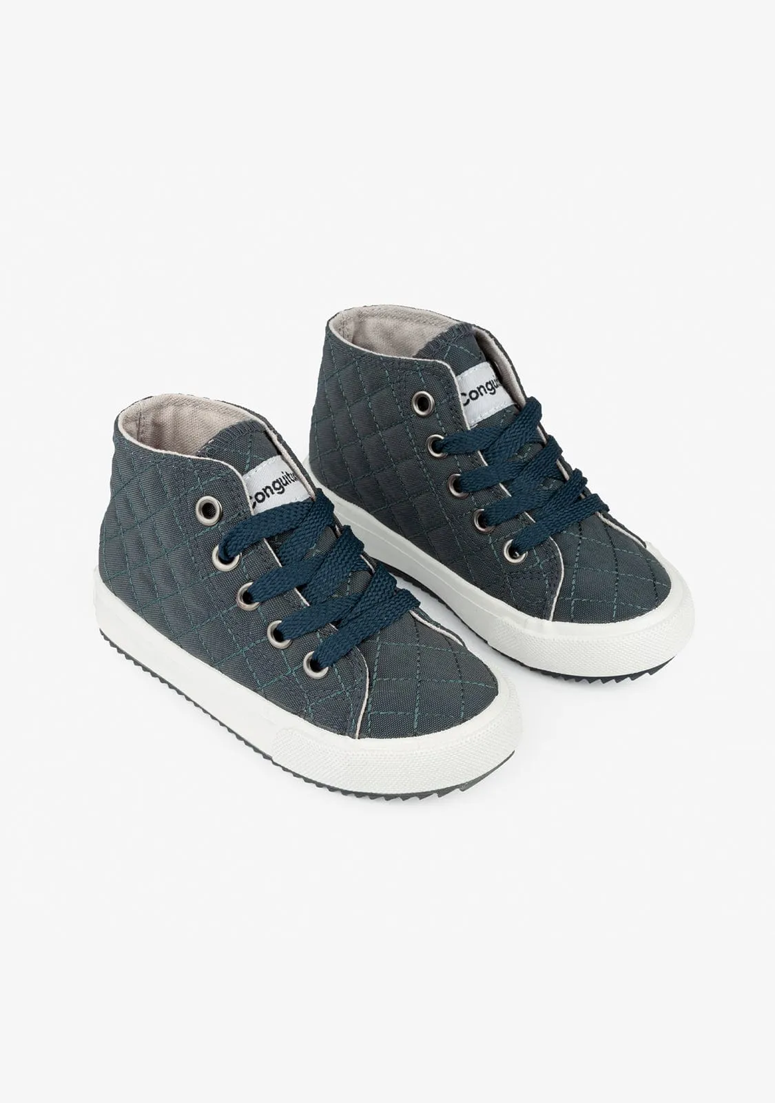 Child's Blue Quilted Hi-Top Sneakers