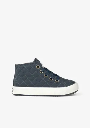 Child's Blue Quilted Hi-Top Sneakers