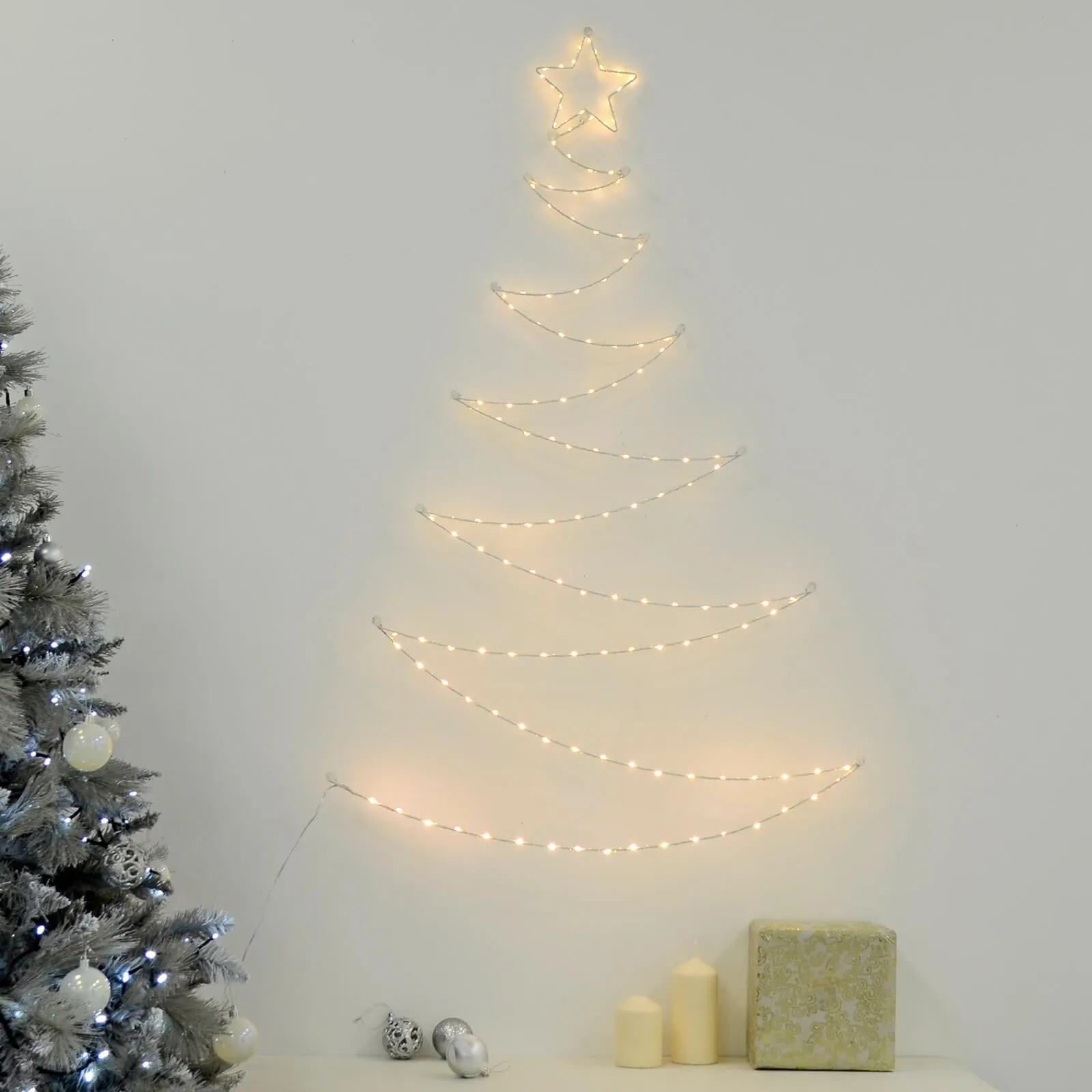 Christmas Tree Shape Wall Decoration LED Lights Folding 1.2m
