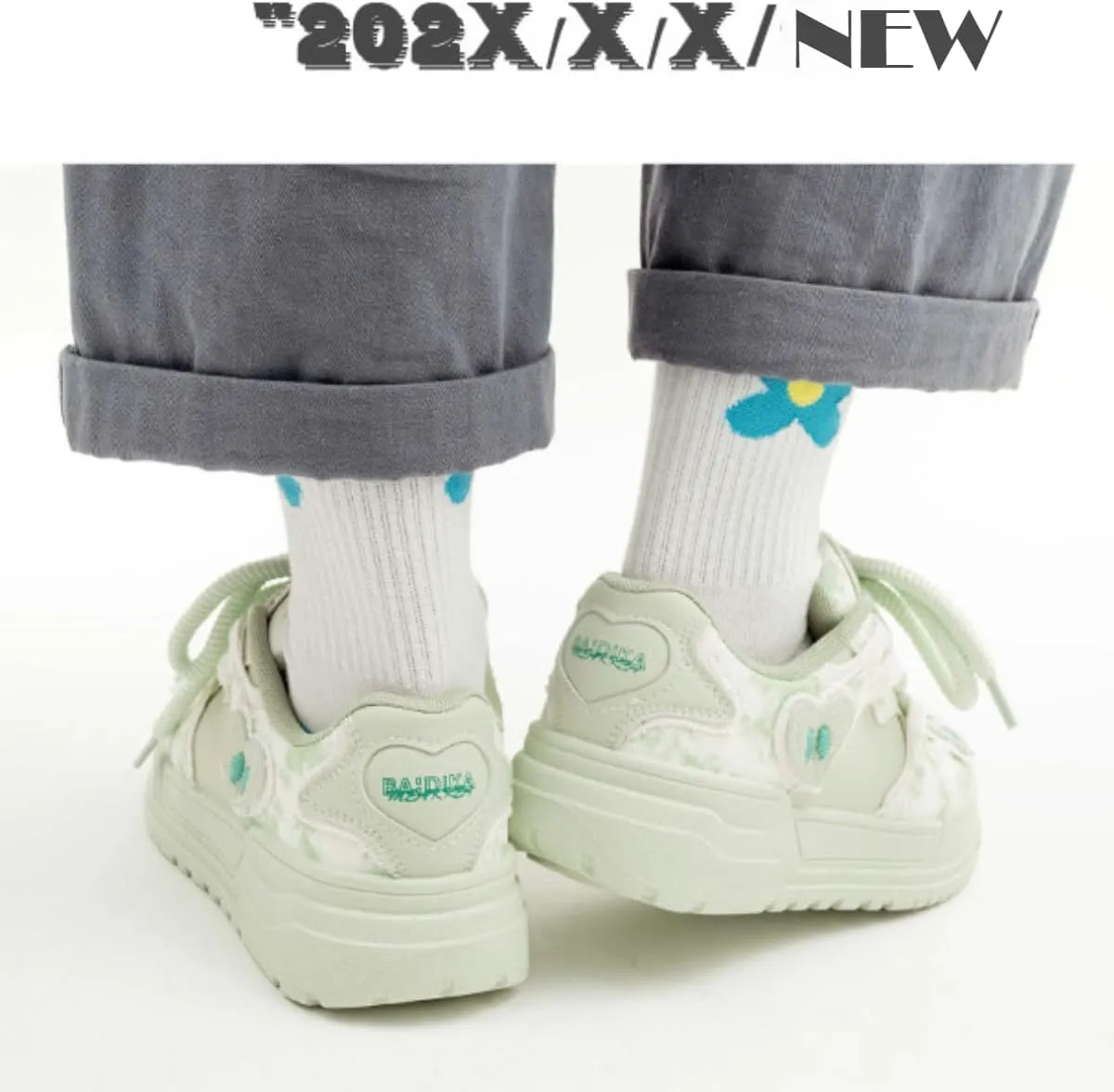 Chunky Platform Sneakers for Women Low-top Heart Skate Shoes Sport, Travel Casual Walking for Students Back to School