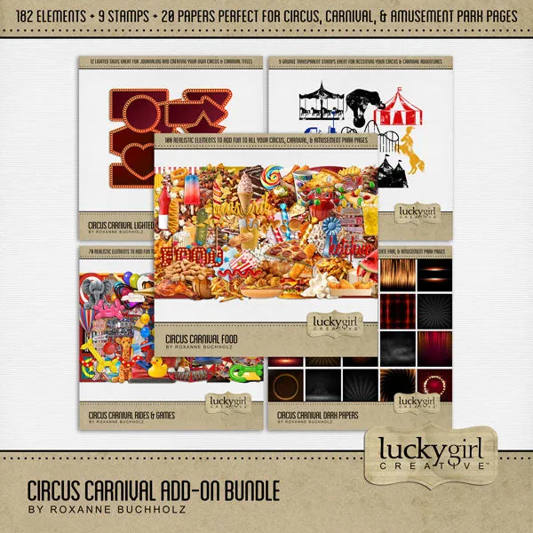 Circus Carnival Lighted Signs Digital Scrapbook Kit