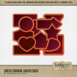 Circus Carnival Lighted Signs Digital Scrapbook Kit