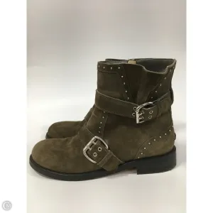Boots Luxury Designer By Jimmy Choo In Taupe, Size: 7 Leg Long Comfort Walk