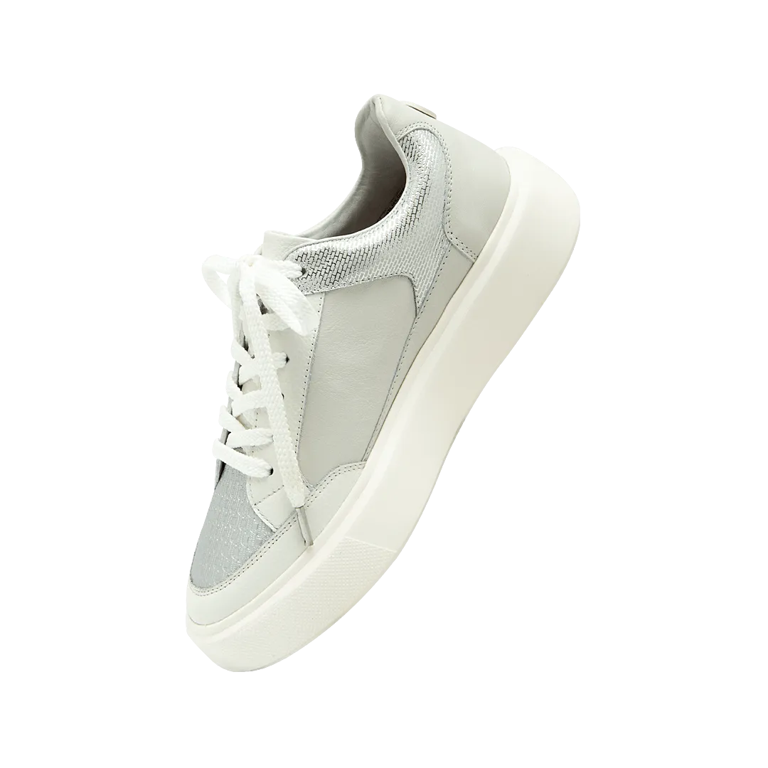 Classic sneakers in white x silver leather