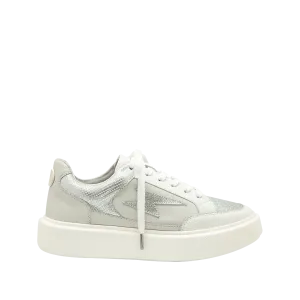 Classic sneakers in white x silver leather