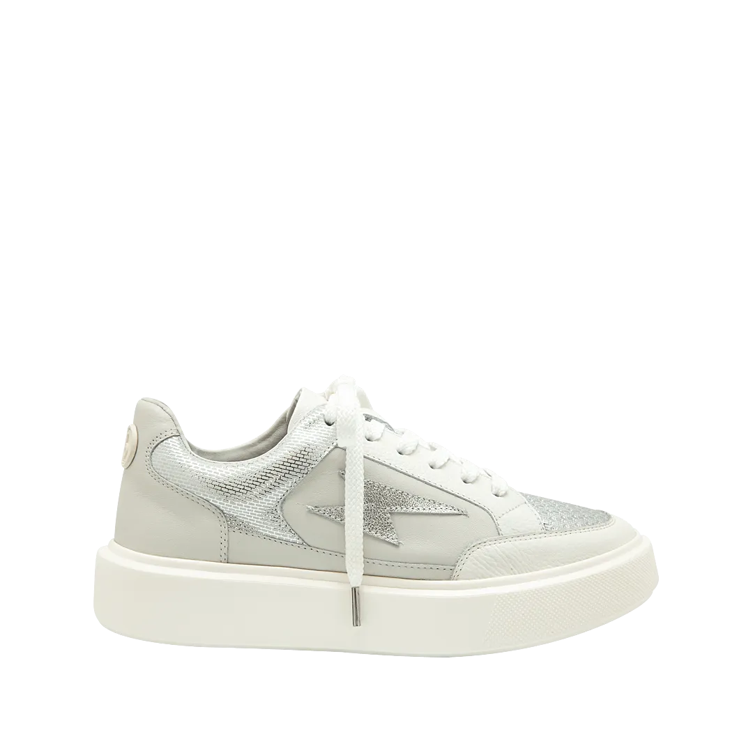 Classic sneakers in white x silver leather