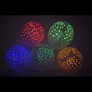 Clear Latex 11 inch UV Blacklight Reactive Neon Confetti Balloons