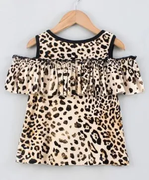 Cold Shoulder Frock Style Animal Printed Top
