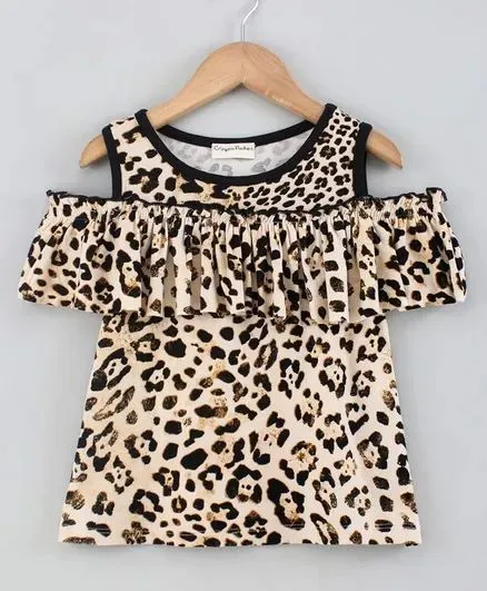 Cold Shoulder Frock Style Animal Printed Top