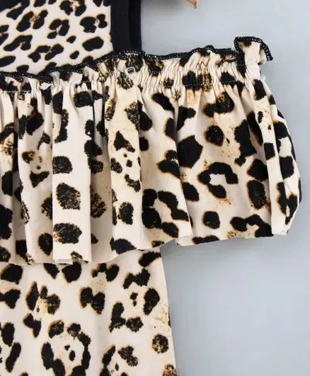 Cold Shoulder Frock Style Animal Printed Top