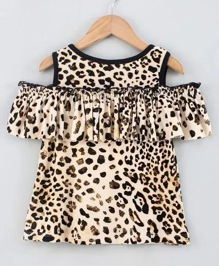 Cold Shoulder Frock Style Animal Printed Top