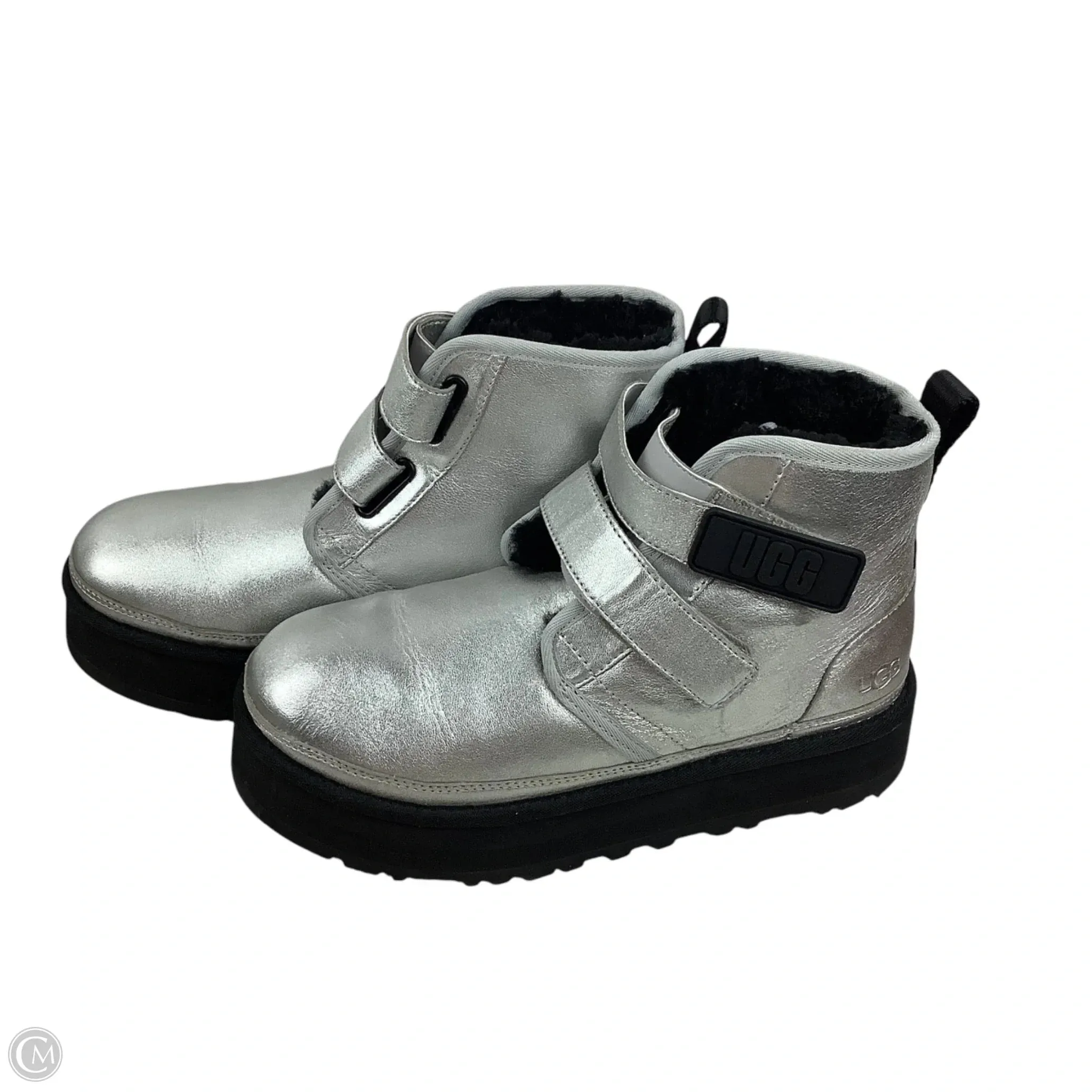 warm glow Mid Top Boots Designer By Ugg In Silver, Size: 6