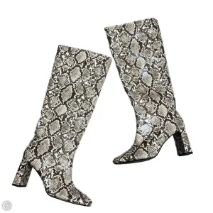 Boots Knee Heels By Zara In Snakeskin Print, Size: 8.5 Chain Touch Elastic Gusset