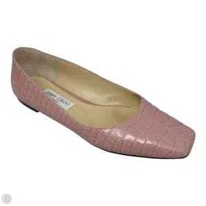 Mountain Strong Heel Safe Mirele Croc Embossed Flats Shoes Luxury Designer By Jimmy Choo In Pink, Size: 8.5 (38.5)