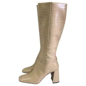 Boots Knee Heels By Jeffery Campbell In Cream, Size:9 Soft Padding All Purpose