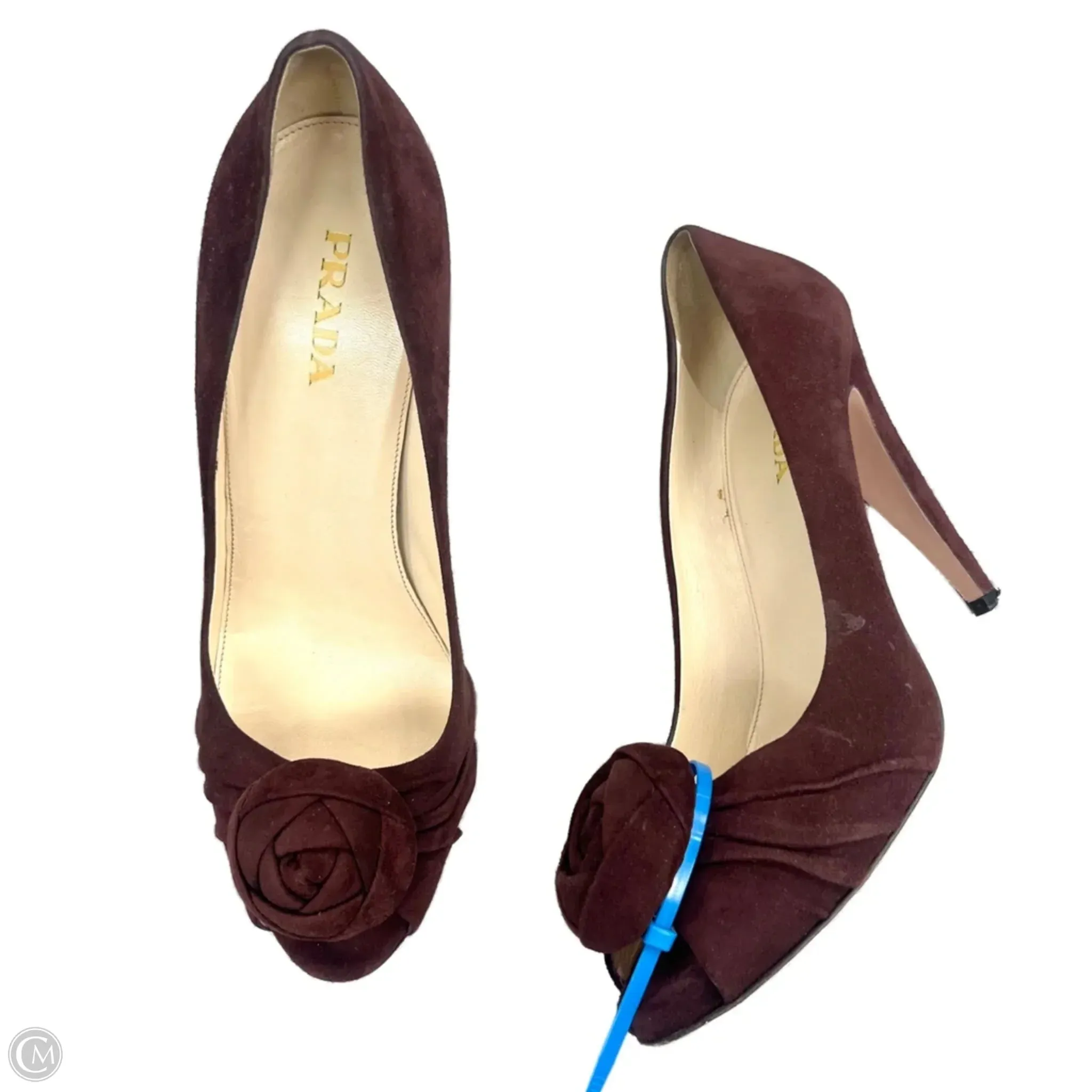 Outfit Key Shock Dispersing Plate Sandals Luxury Designer By Prada In Purple, Size: 10.5